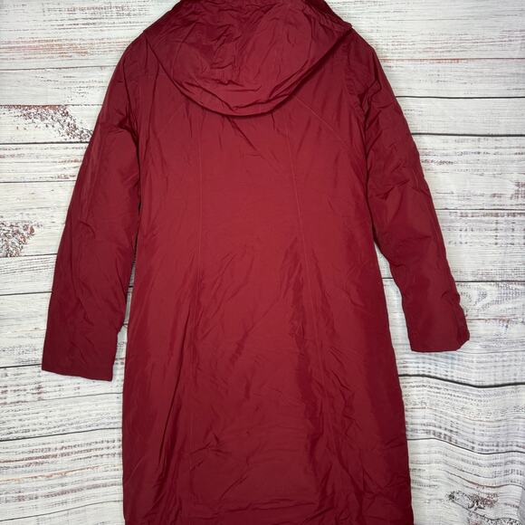 Lands’ End Women’s Long Down Coat – Burgundy Red – Size Medium (M 10–12) - Picture 4 of 6